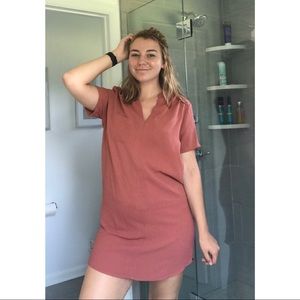 Lush Salmon V-Neck Shift Dress